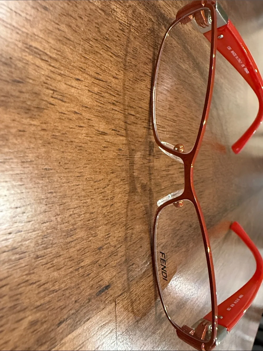 Fendi Red Rectangular Glasses with Black Case